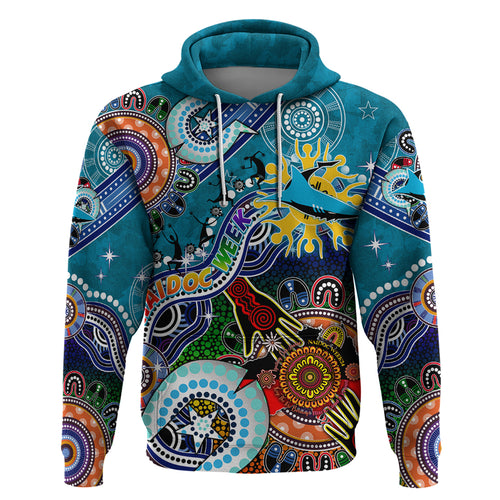 Personalised Sharks NAIDOC Week 2024 Zip Hoodie Australia Aboriginal Dot Painting