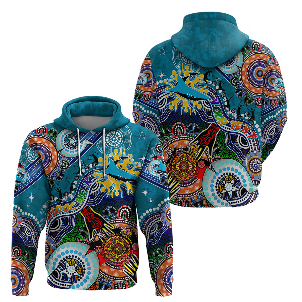 Personalised Sharks NAIDOC Week 2024 Zip Hoodie Australia Aboriginal Dot Painting