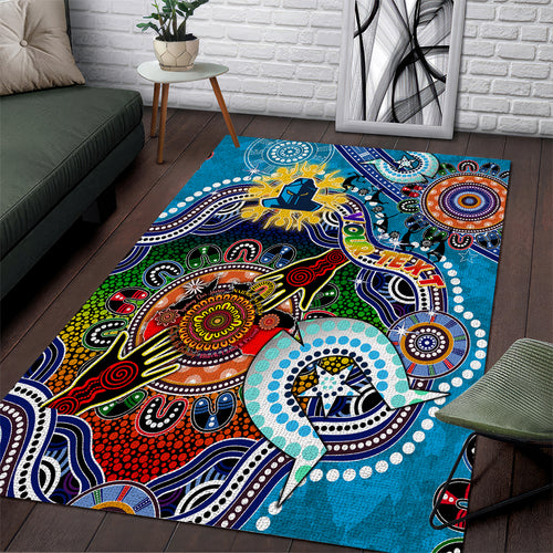 Personalised Titans NAIDOC Week 2024 Area Rug Australia Aboriginal Dot Painting