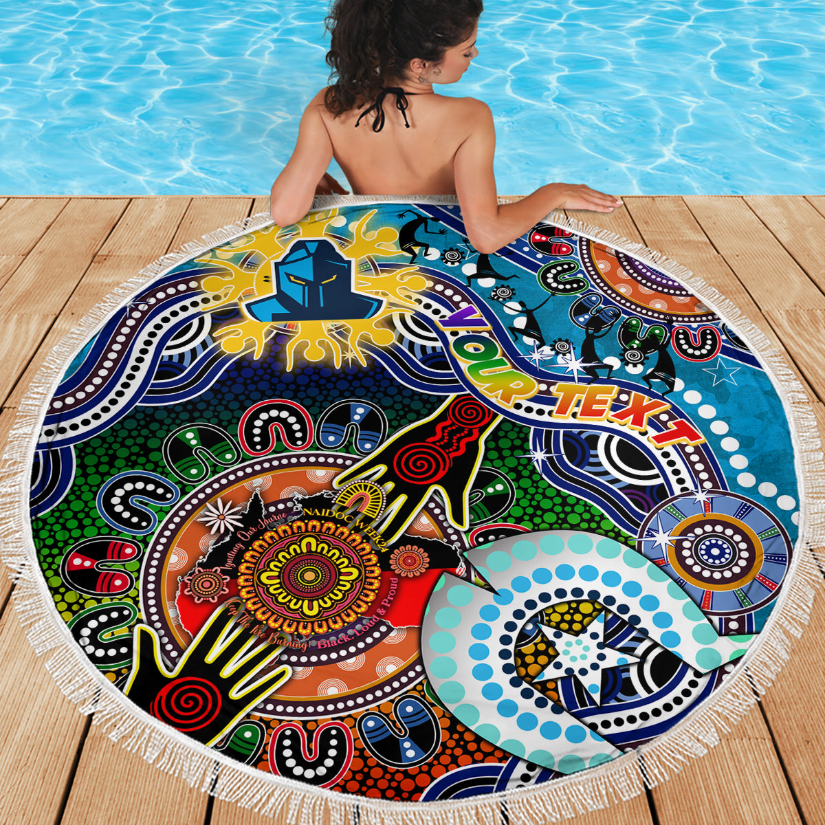 Personalised Titans NAIDOC Week 2024 Beach Blanket Australia Aboriginal Dot Painting