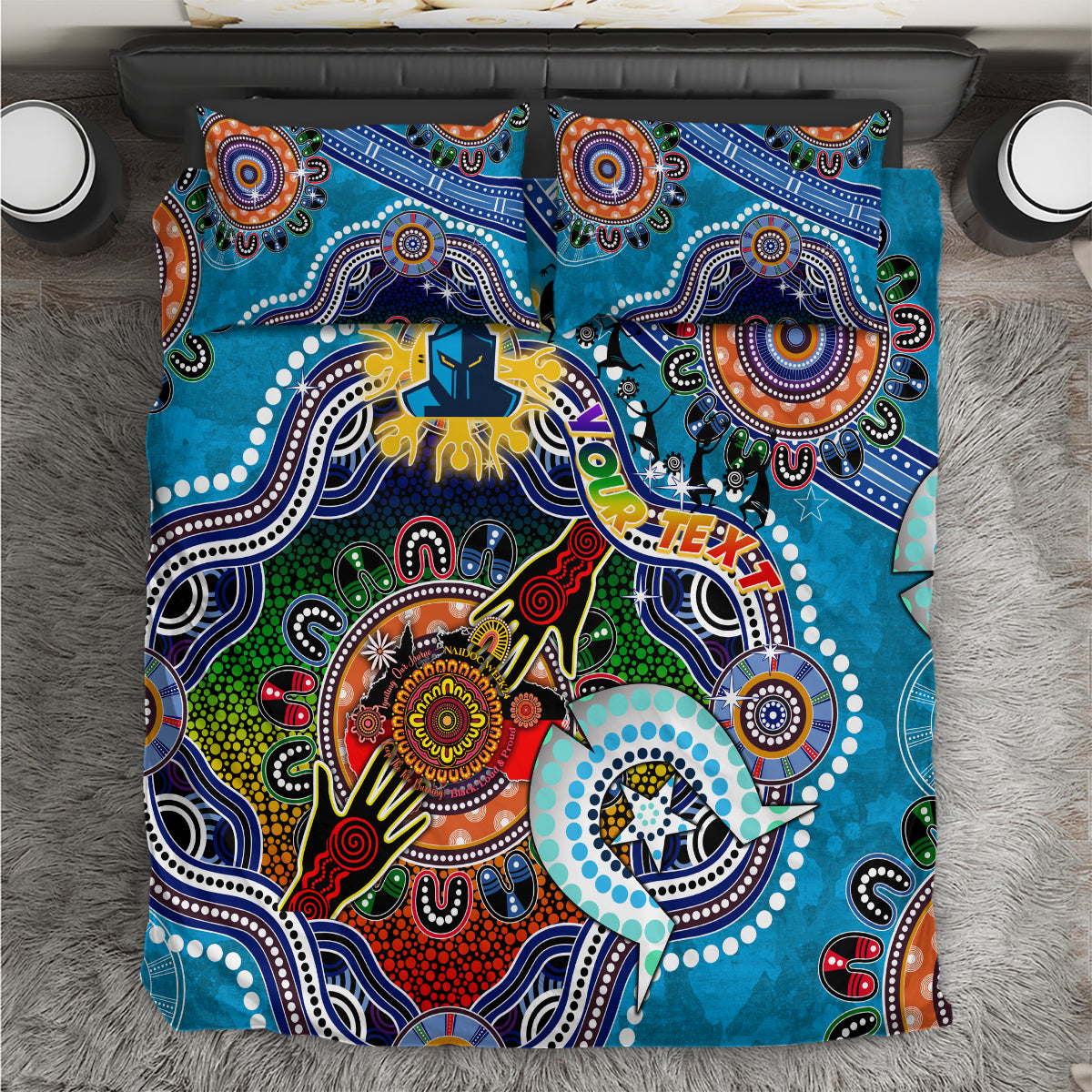 Personalised Titans NAIDOC Week 2024 Bedding Set Australia Aboriginal Dot Painting