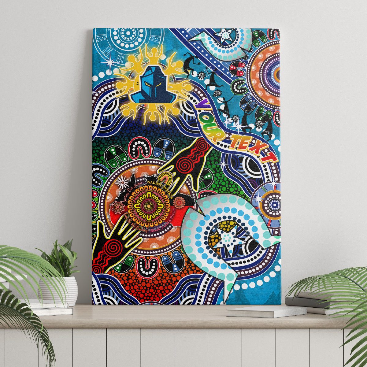 Personalised Titans NAIDOC Week 2024 Canvas Wall Art Australia Aboriginal Dot Painting