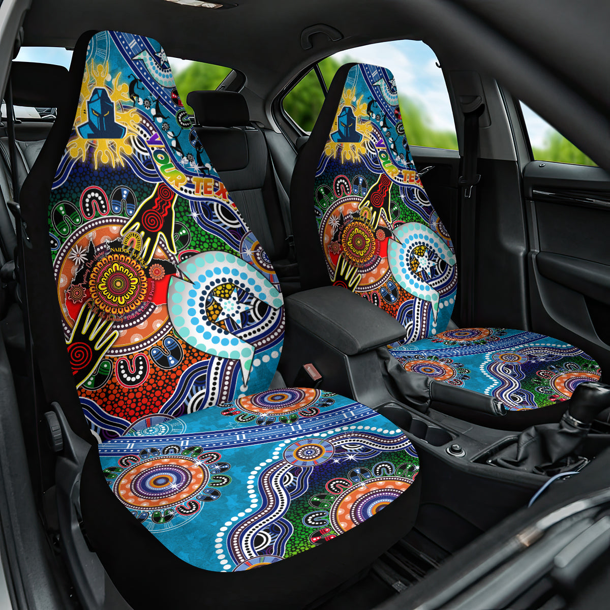 Personalised Titans NAIDOC Week 2024 Car Seat Cover Australia Aboriginal Dot Painting