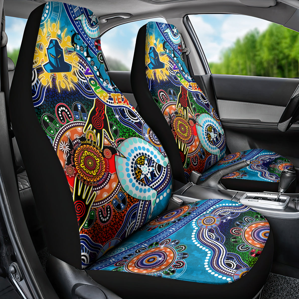 Personalised Titans NAIDOC Week 2024 Car Seat Cover Australia Aboriginal Dot Painting