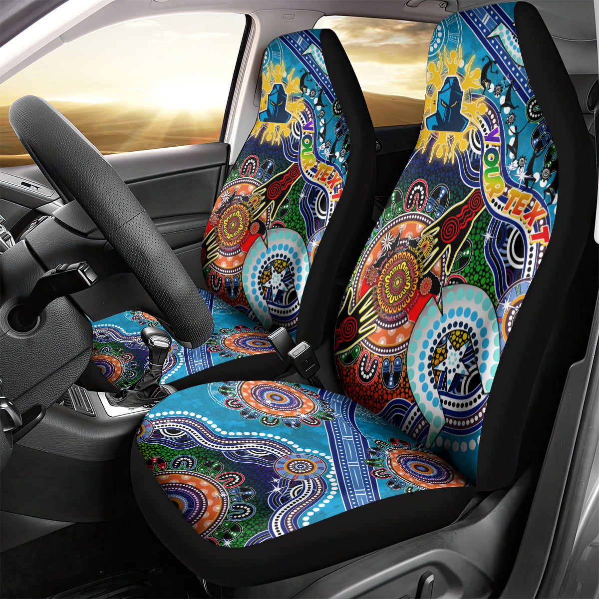 Personalised Titans NAIDOC Week 2024 Car Seat Cover Australia Aboriginal Dot Painting