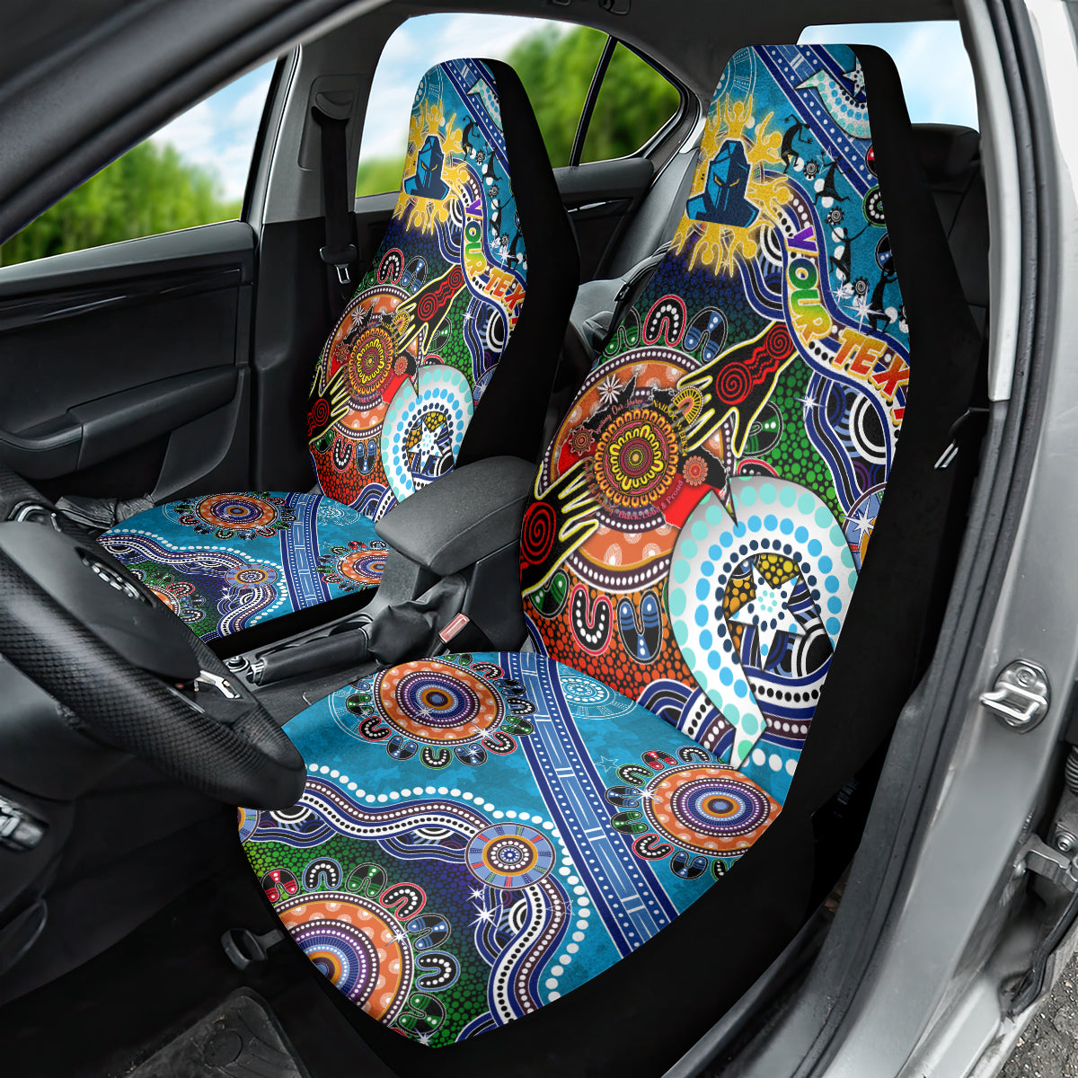 Personalised Titans NAIDOC Week 2024 Car Seat Cover Australia Aboriginal Dot Painting
