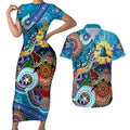 Personalised Titans NAIDOC Week 2024 Couples Matching Short Sleeve Bodycon Dress and Hawaiian Shirt Australia Aboriginal Dot Painting