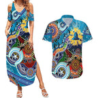 Personalised Titans NAIDOC Week 2024 Couples Matching Summer Maxi Dress and Hawaiian Shirt Australia Aboriginal Dot Painting