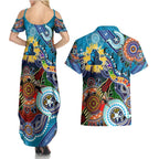 Personalised Titans NAIDOC Week 2024 Couples Matching Summer Maxi Dress and Hawaiian Shirt Australia Aboriginal Dot Painting