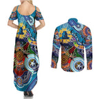 Personalised Titans NAIDOC Week 2024 Couples Matching Summer Maxi Dress and Long Sleeve Button Shirt Australia Aboriginal Dot Painting