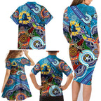 Personalised Titans NAIDOC Week 2024 Family Matching Long Sleeve Bodycon Dress and Hawaiian Shirt Australia Aboriginal Dot Painting