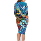 Personalised Titans NAIDOC Week 2024 Family Matching Long Sleeve Bodycon Dress and Hawaiian Shirt Australia Aboriginal Dot Painting