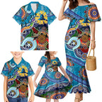Personalised Titans NAIDOC Week 2024 Family Matching Mermaid Dress and Hawaiian Shirt Australia Aboriginal Dot Painting