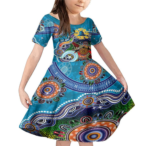 Personalised Titans NAIDOC Week 2024 Family Matching Mermaid Dress and Hawaiian Shirt Australia Aboriginal Dot Painting