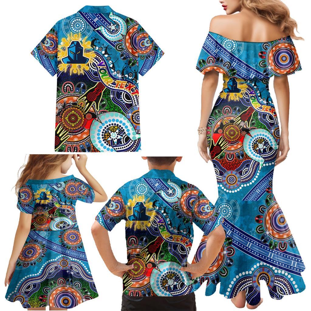 Personalised Titans NAIDOC Week 2024 Family Matching Mermaid Dress and Hawaiian Shirt Australia Aboriginal Dot Painting