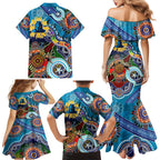 Personalised Titans NAIDOC Week 2024 Family Matching Mermaid Dress and Hawaiian Shirt Australia Aboriginal Dot Painting
