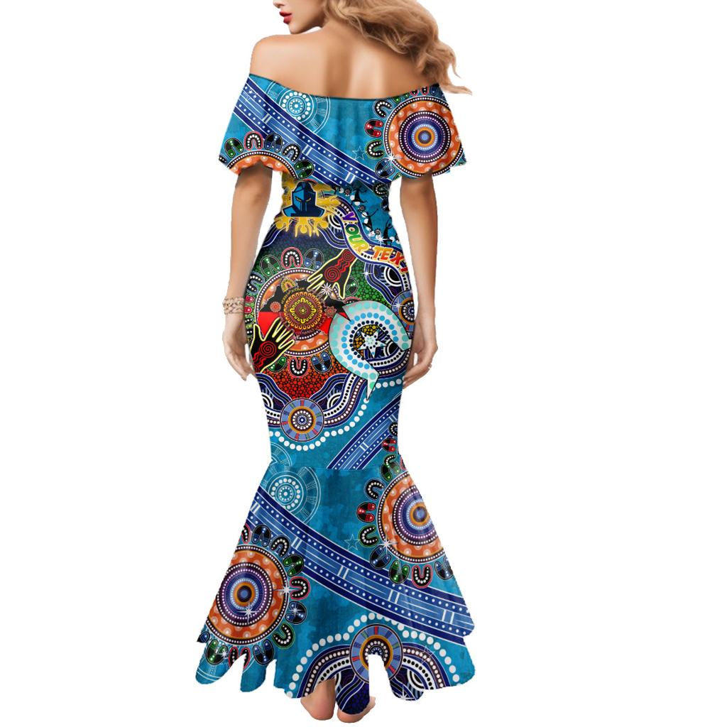 Personalised Titans NAIDOC Week 2024 Family Matching Mermaid Dress and Hawaiian Shirt Australia Aboriginal Dot Painting