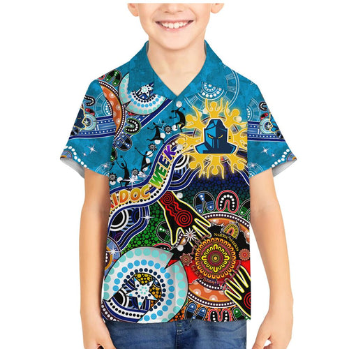Personalised Titans NAIDOC Week 2024 Family Matching Mermaid Dress and Hawaiian Shirt Australia Aboriginal Dot Painting