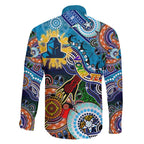 Personalised Titans NAIDOC Week 2024 Family Matching Off The Shoulder Long Sleeve Dress and Hawaiian Shirt Australia Aboriginal Dot Painting