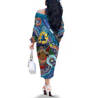 Personalised Titans NAIDOC Week 2024 Family Matching Off The Shoulder Long Sleeve Dress and Hawaiian Shirt Australia Aboriginal Dot Painting