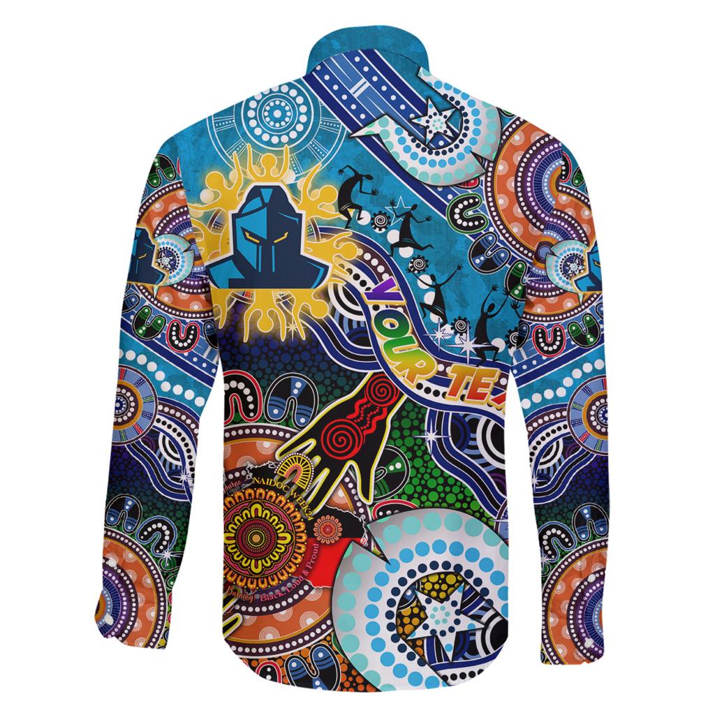 Personalised Titans NAIDOC Week 2024 Family Matching Off Shoulder Maxi Dress and Hawaiian Shirt Australia Aboriginal Dot Painting