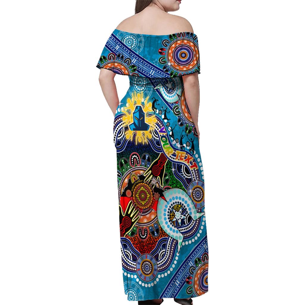 Personalised Titans NAIDOC Week 2024 Family Matching Off Shoulder Maxi Dress and Hawaiian Shirt Australia Aboriginal Dot Painting