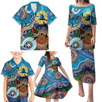 Personalised Titans NAIDOC Week 2024 Family Matching Puletasi and Hawaiian Shirt Australia Aboriginal Dot Painting