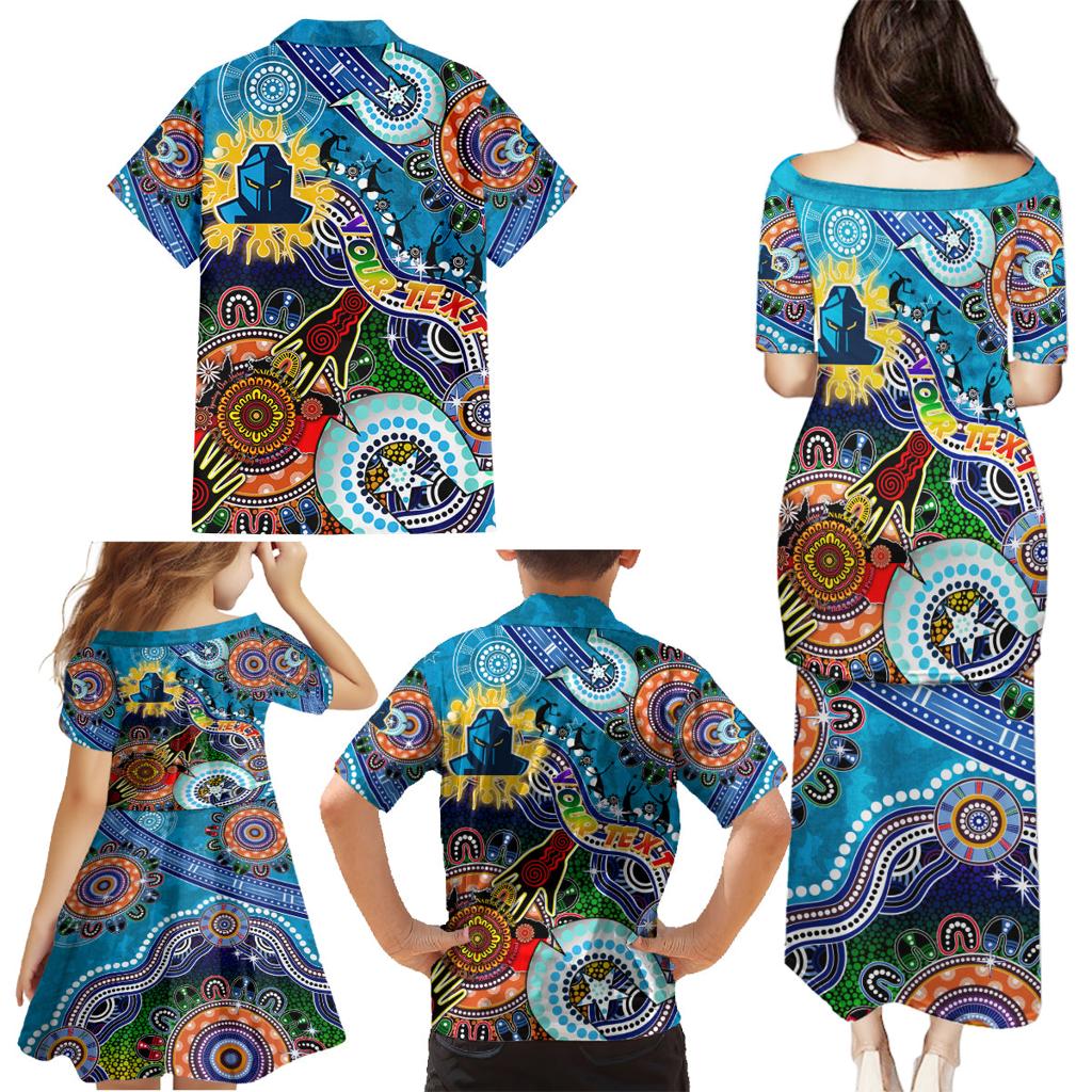 Personalised Titans NAIDOC Week 2024 Family Matching Puletasi and Hawaiian Shirt Australia Aboriginal Dot Painting