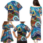 Personalised Titans NAIDOC Week 2024 Family Matching Puletasi and Hawaiian Shirt Australia Aboriginal Dot Painting