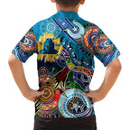 Personalised Titans NAIDOC Week 2024 Family Matching Short Sleeve Bodycon Dress and Hawaiian Shirt Australia Aboriginal Dot Painting