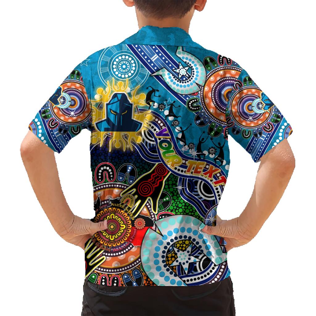 Personalised Titans NAIDOC Week 2024 Family Matching Short Sleeve Bodycon Dress and Hawaiian Shirt Australia Aboriginal Dot Painting