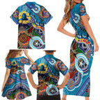 Personalised Titans NAIDOC Week 2024 Family Matching Short Sleeve Bodycon Dress and Hawaiian Shirt Australia Aboriginal Dot Painting