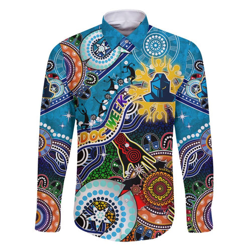 Personalised Titans NAIDOC Week 2024 Family Matching Short Sleeve Bodycon Dress and Hawaiian Shirt Australia Aboriginal Dot Painting