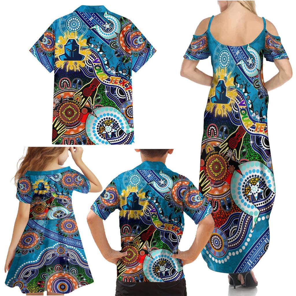 Personalised Titans NAIDOC Week 2024 Family Matching Summer Maxi Dress and Hawaiian Shirt Australia Aboriginal Dot Painting