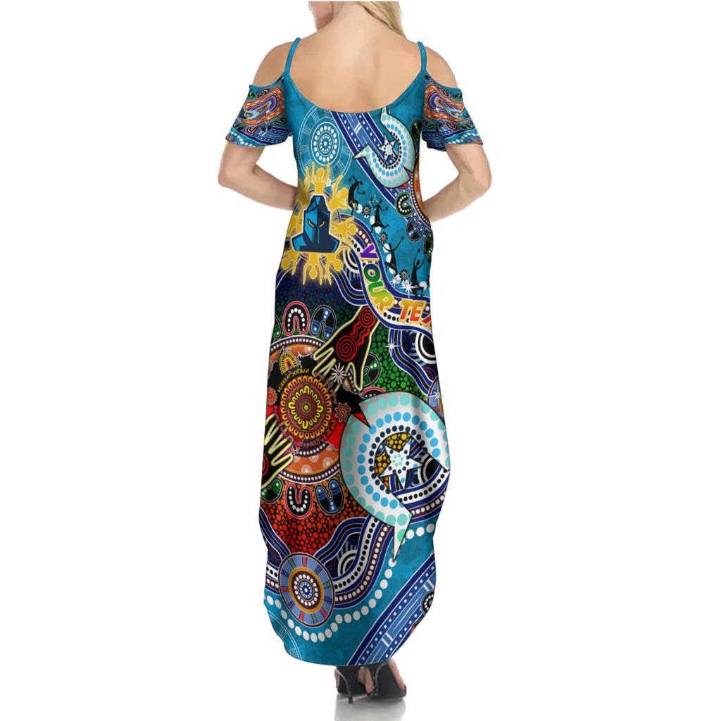 Personalised Titans NAIDOC Week 2024 Family Matching Summer Maxi Dress and Hawaiian Shirt Australia Aboriginal Dot Painting