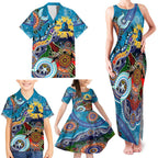 Personalised Titans NAIDOC Week 2024 Family Matching Tank Maxi Dress and Hawaiian Shirt Australia Aboriginal Dot Painting