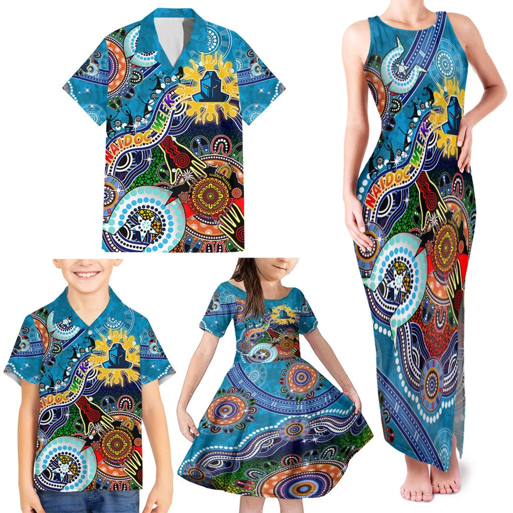 Personalised Titans NAIDOC Week 2024 Family Matching Tank Maxi Dress and Hawaiian Shirt Australia Aboriginal Dot Painting