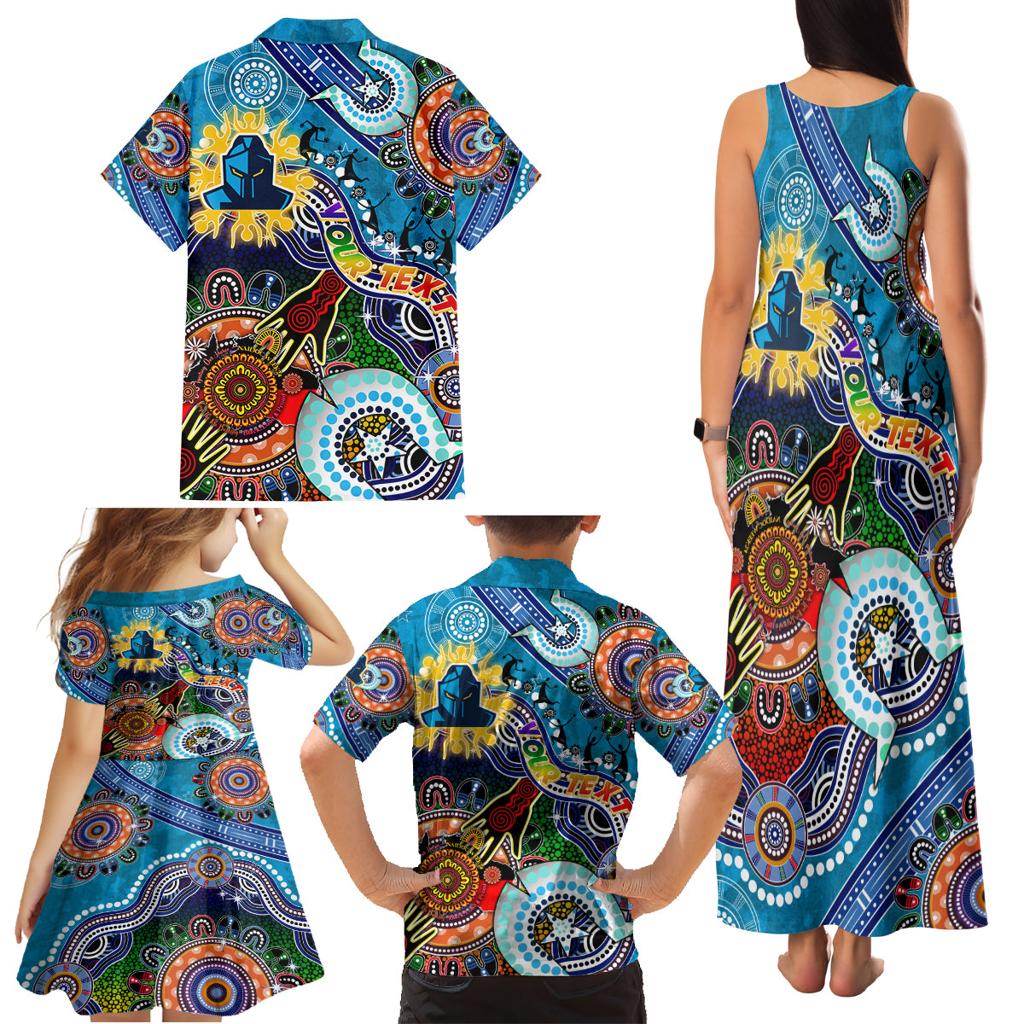 Personalised Titans NAIDOC Week 2024 Family Matching Tank Maxi Dress and Hawaiian Shirt Australia Aboriginal Dot Painting
