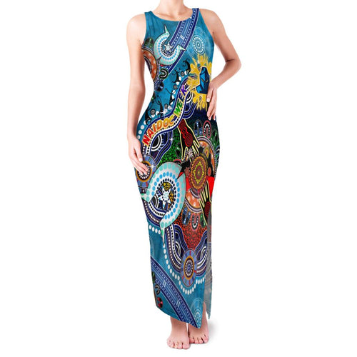 Personalised Titans NAIDOC Week 2024 Family Matching Tank Maxi Dress and Hawaiian Shirt Australia Aboriginal Dot Painting
