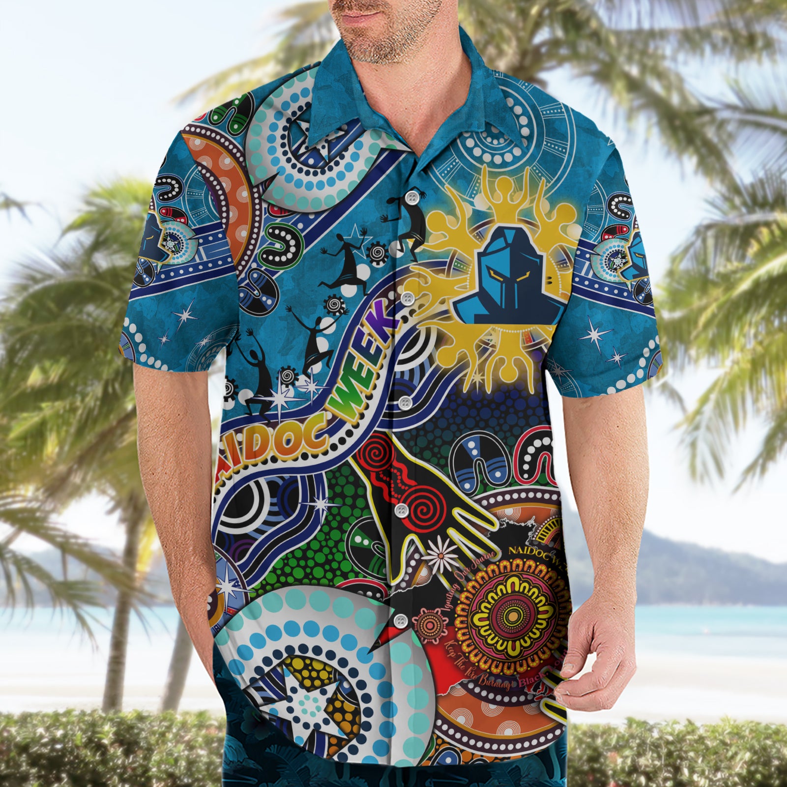 Personalised Titans NAIDOC Week 2024 Hawaiian Shirt Australia Aboriginal Dot Painting