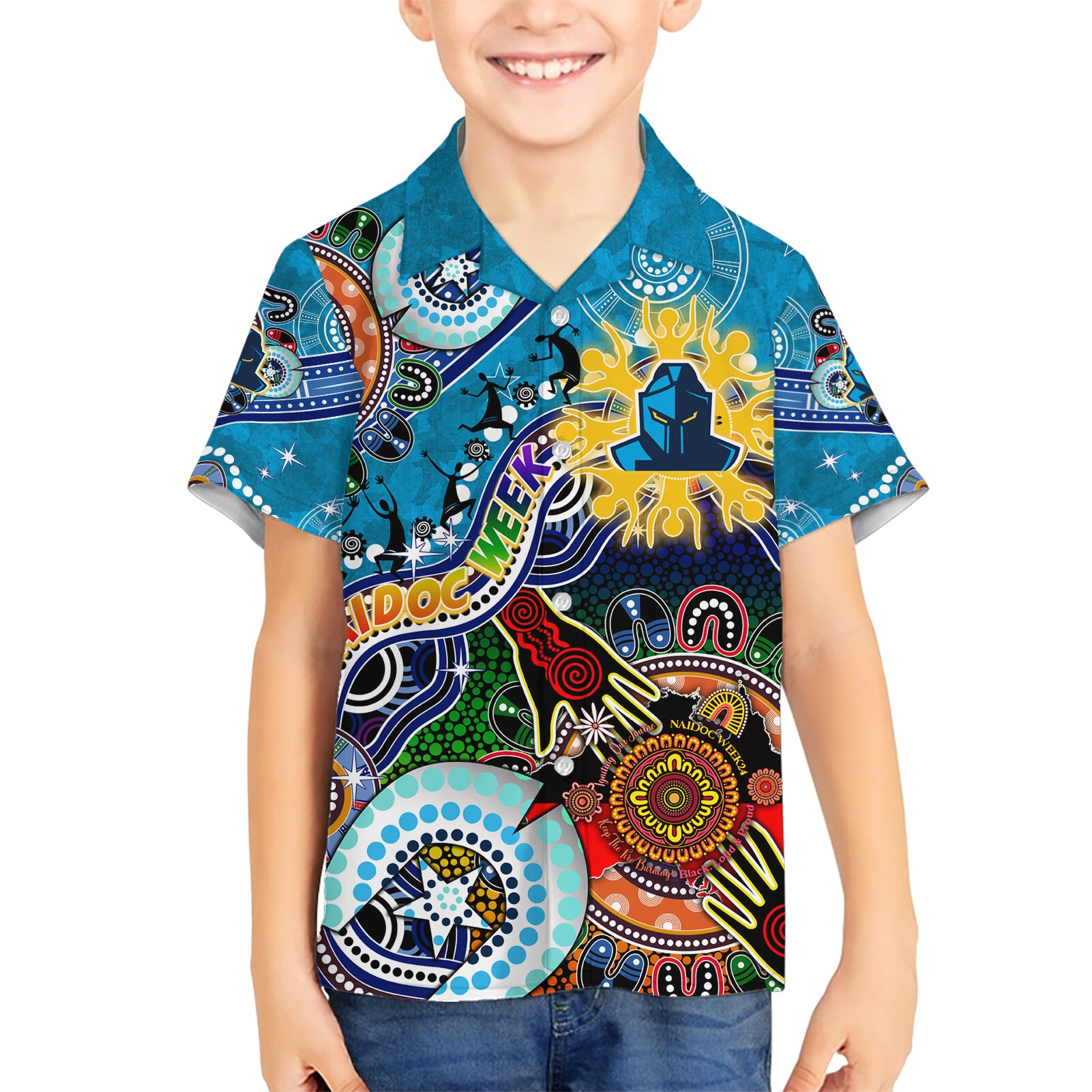 Personalised Titans NAIDOC Week 2024 Hawaiian Shirt Australia Aboriginal Dot Painting
