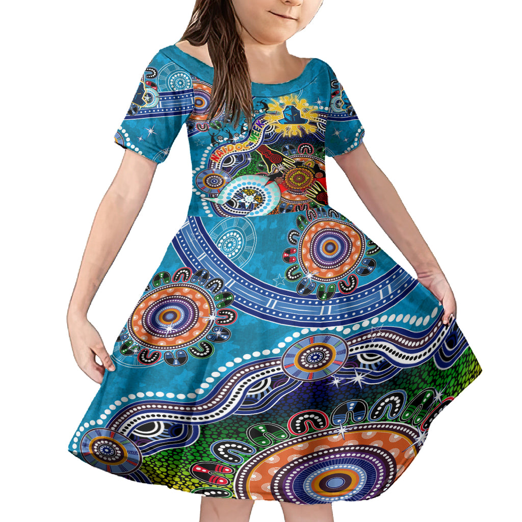 Personalised Titans NAIDOC Week 2024 Kid Short Sleeve Dress Australia Aboriginal Dot Painting