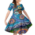 Personalised Titans NAIDOC Week 2024 Kid Short Sleeve Dress Australia Aboriginal Dot Painting