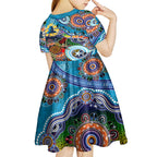 Personalised Titans NAIDOC Week 2024 Kid Short Sleeve Dress Australia Aboriginal Dot Painting
