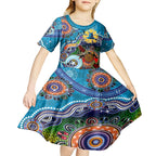 Personalised Titans NAIDOC Week 2024 Kid Short Sleeve Dress Australia Aboriginal Dot Painting