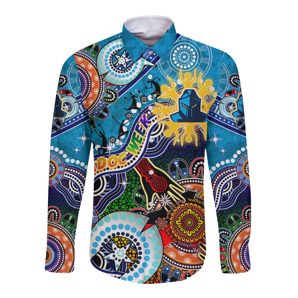 Personalised Titans NAIDOC Week 2024 Long Sleeve Button Shirt Australia Aboriginal Dot Painting