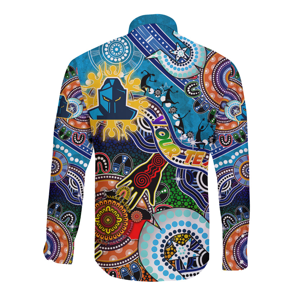 Personalised Titans NAIDOC Week 2024 Long Sleeve Button Shirt Australia Aboriginal Dot Painting