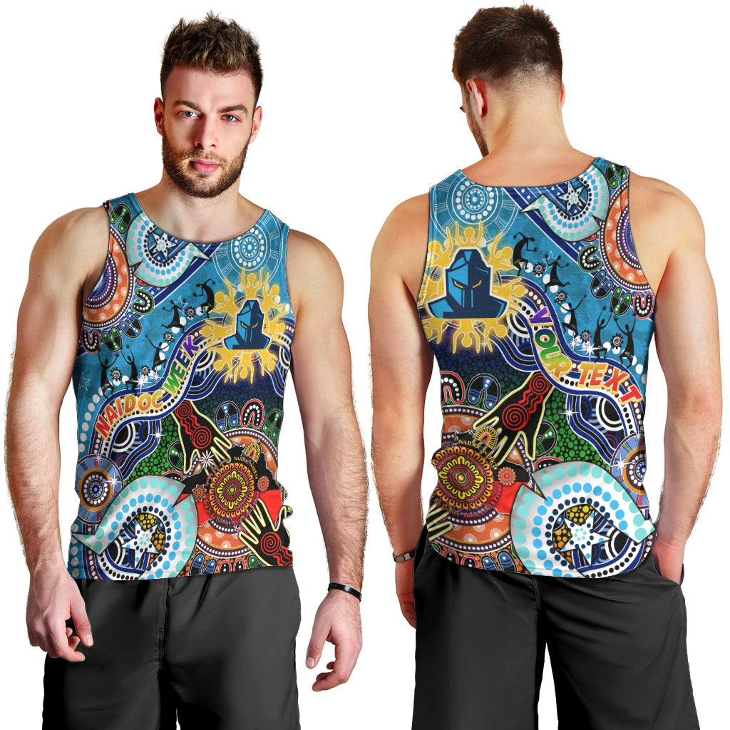 Personalised Titans NAIDOC Week 2024 Men Tank Top Australia Aboriginal Dot Painting