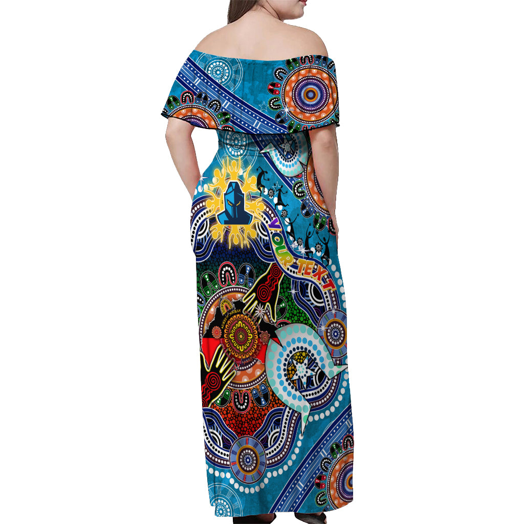 Personalised Titans NAIDOC Week 2024 Off Shoulder Maxi Dress Australia Aboriginal Dot Painting