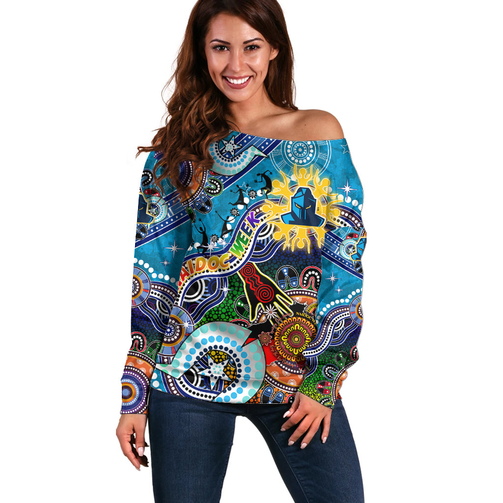 Personalised Titans NAIDOC Week 2024 Off Shoulder Sweater Australia Aboriginal Dot Painting